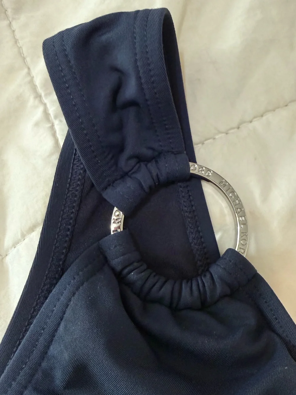 Michael Kors Navy One-Shoulder Woman’s Swimsuit with Ring Detail